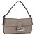 FENDI Celeria Mamma Baguette Schultertasche aus Leder Grau 8BR101 Auth 187996SAM Braun