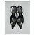 Slender Louis Vuitton Décolleté Slingback Pelle di Serpente Nera Logo LV Cristalli Nero - vista 10