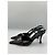 Slender Louis Vuitton Décolleté Slingback Pelle di Serpente Nera Logo LV Cristalli Nero - vista 3