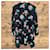 Red Valentino Black Floral Print Cape-Effect Dress Pink White Blue Green  - view 2