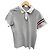 Moncler Herren Polohemd Grau mit Trikolore-Streifen