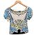 Roberto Cavalli Top Estampado Barroco Negro Blanco Azul Amarillo
