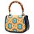 Borsa Gucci Blue 100th Anniversary Medium GG Coated Canvas Kaleidoscope 1947 Bamboo Top Handle - vista 2