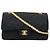 Chanel Black Medium Classic Jersey Bijoux Chain Double Flap Nero