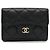 Cartera tríptico de piel de becerro granulado negro Chanel