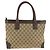Borsa Tote in tela GG marrone e beige e pelle Gucci - vista 2