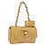 CHANEL Matelasse Chain Pouch Lamb Skin Gold CC Auth bs35703V D'oro