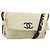 CHANEL Choco Bar Shoulder Bag Lamb Skin White Gold CC Auth yk20586 Bianco D'oro