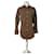 Yves Saint Laurent Chemise boutonnée vintage Saint Laurent en mélange de coton à rayures marron et crème M  - vue 1