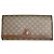 Céline Vintage Celine Macadam Canvas Wallet Beige Brown Gold