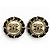 Orecchini Chanel B25 Coco Mark in pelle con bordi in cristallo e perle Nero Bianco