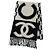 Stola Chanel in misto cashmere e seta Nero Bianco