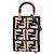 Fendi Mini Borsa Shopper Sunshine in Raffia Zucca Nero