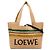 LOEWE Tote Paulas Ibiza Medium in rafia beige a righe con logo
