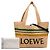 LOEWE Tote Paulas Ibiza Medium in rafia beige a righe con logo - vista 7