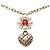 Collana con pendente Chanel Gold CC placcato oro con fiore di perle finte e cuore in strass D'oro - vista 2