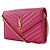 Bolsa de ombro Saint Laurent em couro acolchoado rosa com corrente - vista 2