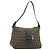 FENDI Zucchino Canvas Mamma Baguette Schultertasche Schwarz Authentisch 186465V