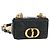Christian Dior Cannage Caro Chain Pouch Pelle di Agnello Nero Oro Auth 186459SAM D'oro