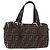 Bolsa de Mão FENDI Zucca Canvas Preto Marrom Auth 189065