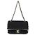 Borsa a tracolla Chanel in tweed nero e pelle