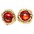 Brincos redondos Chanel Gripoix Vermelho Dourado