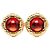 Brincos redondos Chanel Gripoix Vermelho Dourado - vista 2