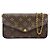 Pochette Felicie Monogram Louis Vuitton Bolso de Hombro Castaño Fucsia