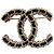 Spilla Chanel CC Nera Rosa Oro e Pelle Nero D'oro