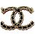 Spilla Chanel CC Nera Rosa Oro e Pelle Nero D'oro - vista 4