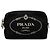 Pochette Prada in tela canapa nera con logo Nero