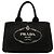 Tote in tela canapa nera con logo Prada Nero