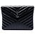 Clutch Document LouLou Monogramma in pelle di vitello matelassé nera Saint Laurent Nero