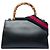 Bamboo Borsa Nymphaea in pelle di vitello nera e bambù con web Gucci, piccola Nero