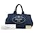 Borsa Prada Blue Large Denim Canapa Logo - vista 7