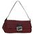 Bolso de hombro FENDI Zucchino Canvas Mamma Baguette Rojo Plata Auténtico 185835SAM Roja