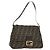 FENDI Zucca Canvas Mamma Baguette Shoulder Bag Black Brown Auth 186461V Marrone Nero