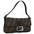 FENDI Zucca Canvas Mamma Baguette Shoulder Bag Black Brown Auth 189109V Marrone Nero