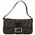 FENDI Zucca Canvas Mamma Baguette Shoulder Bag Black Brown Auth 189109V Marrone Nero - vista 13
