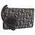 Christian Dior Trotter Canvas Pouch Navy Silver Auth 187284V Silber Marineblau