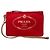 Prada Rote Canapa Canvas Logo Wristlet Pouch