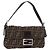 FENDI Zucca Canvas Mamma Baguette Borsa a Spalla Nero Marrone Argento Auth 189252SAM
