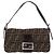 FENDI Zucca Canvas Mamma Baguette Borsa a Spalla Nero Marrone Argento Auth 189252SAM - vista 13