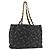 CHANEL Matelasse Chain Tote Bag Lona Recubierta Negro Oro CC Auth bs35682 Dorado