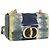 Borsa a tracolla Christian Dior Cannage Miss Caro in tela blu navy e oro Auth 188825SAM D'oro