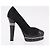 Escarpines CHANEL Pearl Suede 35 1/2 Black CC Auth am11955M Negro - vista 22