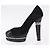 Escarpines CHANEL Pearl Suede 35 1/2 Black CC Auth am11955M Negro - vista 5