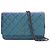 Wallet On Chain Portafoglio con catena in agnello iridescente blu CC trapuntato Chanel