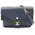 Borsa a Spalla Chanel Chevron V-stitch Nero Blu navy
