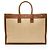 Tote Large Rive Gauche in Raffia e Pelle di Vitello Saint Laurent Marrone - vista 3